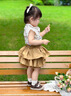 G. DUCKKIDS小黃鴨女童套裝夏季2025薄款兒童夏裝女寶寶洋氣兒童裙子兩件套 香檳色 90 cm 曬單實(shí)拍圖