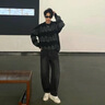 倉(cāng)石一樹 KAZUKI KURAISHI牛仔褲男士2025秋季港風(fēng)做舊直筒男士寬松潮流休閑闊腿牛仔褲子 黑色 XL 曬單實(shí)拍圖