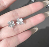 BJYL純S999足銀四葉草耳釘女2025新款螺絲擰扣耳環(huán)養(yǎng)耳洞不易過敏耳飾 四葉草耳釘一對 曬單實拍圖