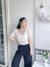予瑾 針織衫女夏天短袖小坎肩小披肩夏薄短款百搭坎肩外搭開衫薄鏤空白色小外套 白色 L碼(建議105-120) 曬單實(shí)拍圖