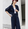 梵希蔓時(shí)尚休閑運(yùn)動(dòng)套裝女2025春季新款連帽外套高腰闊腿褲兩件套 A0217 藏青色 M 曬單實(shí)拍圖