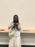 H's針織衫女竹節(jié)紗涼感25夏新款防曬透氣毛衣寬松長袖T恤打底衫 淺水藍(lán) M 曬單實(shí)拍圖