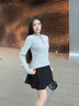 Teenie Weenie小熊女裝毛針織衫2025秋季款休閑撞色亨利領(lǐng)套頭毛衣 中灰色 S 曬單實(shí)拍圖