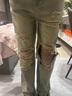 衣然呈品復(fù)古做舊破洞牛仔褲男女春夏新款美式設(shè)計感高街個性直筒長褲子男 黃泥色 L【建議110-125斤】 曬單實拍圖