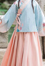 羅蒙女童漢服古風(fēng)超仙春中秋裙子兒童古裝新中式演出服 藍色 160 曬單實(shí)拍圖