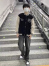 FOG SKY牛仔褲男春秋季復古水洗潮流vibe寬松直筒褲子男高街闊腿休閑長(cháng)褲 SS-505復古藍 L （建議115-130斤） 曬單實(shí)拍圖