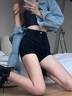 衣然呈品美式辣妹高腰緊身牛仔短褲女夏季薄款個(gè)性休閑時(shí)尚百搭超短熱褲女 黑色 M 【建議90-110斤】 曬單實(shí)拍圖