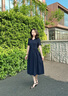 薇洛萱2025夏季新款時(shí)尚純色連衣裙女裝氣質(zhì)減齡顯瘦中長(zhǎng)款夏天裙子1020 藏藍(lán)色 2XL 建議125-134斤 曬單實(shí)拍圖