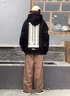 楠笙記咖色工裝長褲子男士褶皺春夏直筒寬松休閑日系慵懶風(fēng)潮牌闊腿褲子 咖色 XL 曬單實(shí)拍圖
