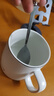 幾物森林 陶瓷馬克杯帶勺蓋咖啡杯牛奶杯早餐杯辦公杯男女茶杯描金白350ml 曬單實(shí)拍圖