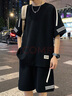 佐菲利休閑運(yùn)動套裝男款夏季新款青少年寬松冰絲條紋短袖t恤短褲一整套 曬單實拍圖