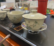 溪茗軒輕奢茶具套裝高檔蓋碗茶壺功夫茶杯中式禮盒新款陶瓷茶具唐俊清雅（芭蕉）套裝-禮盒裝 曬單實(shí)拍圖