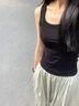 浪莎方領(lǐng)吊帶背心女可外穿洋氣2025夏季新款美背內搭無(wú)袖上衣潮流女裝 黑色 L 【推薦115-130斤】 曬單實(shí)拍圖
