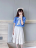 WVD女童夏裝2025新款大童半身裙套裝甜美洋裝 牛仔襯衫+蛋糕裙兩件套 130 cm 曬單實(shí)拍圖