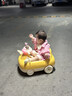 愛(ài)貝岙2025新款兒童電動(dòng)搖搖車(chē)1到3歲嬰兒玩具可坐人遙控車(chē)寶寶周歲禮物 遙控推把款：黃6V7A皮座搖擺燈光 曬單實(shí)拍圖