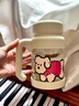 AILUKI日本情侶玻璃水杯女生大容量便攜帶蓋茶隔泡茶杯男家用高顏值杯子 【耐開水】白色1000ml+茶漏+防磕墊+萌貼 曬單實拍圖