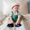 G.DUCKKIDS小黃鴨嬰兒夏季衣服連體衣男寶寶可愛新生薄款純棉外出百天兩件套 綠色恐龍?zhí)籽b 100cm (建議90-98cm 2-3周） 曬單實(shí)拍圖