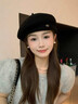 啄木鳥(niǎo)貝雷帽女秋冬顯臉小韓系復古氣質(zhì)八角帽高級感小香風(fēng)畫(huà)家帽子 博雅黑 曬單實(shí)拍圖