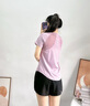 phigeer網(wǎng)紗透氣健身服短袖速干跑步訓練服女夏季寬松瑜伽服薄款運動(dòng)上衣 藕紫短袖 2XL 曬單實(shí)拍圖