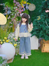 G.DUCKKIDS小黃鴨女童套裝春秋洋氣女孩衣服兒童服裝小童休閑可愛牛仔三件套 藍色 110 cm 曬單實拍圖