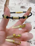 中國黃金（CHINA GOLD）黃金轉運珠手鏈男女款足金饕餮彎管圖騰手繩生日禮物送男友女友 饕餮彎管手繩【黑皮繩】約0.9g+玫瑰禮盒 曬單實(shí)拍圖