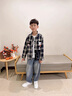 G.DUCKKIDS兒童裝男童春裝襯衫外套春秋款2025新款中大童春季男孩格子襯衣潮 黑色 160 cm 曬單實(shí)拍圖