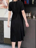 Scofield氣質(zhì)收腰顯高長款短袖經(jīng)典小黑裙連衣裙夏季新款 黑色 L 170 曬單實(shí)拍圖