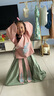羅蒙女童漢服兒童唐裝中國風(fēng)小女孩古裝襦裙夏季款連衣裙畢業(yè)演出服 粉綠色襖裙 HA1004 120 曬單實拍圖