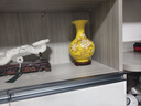 PHTY博古架擺件工藝品高級感輕奢高檔景德鎮(zhèn)陶瓷器花瓶客廳插花中式裝 黃牡丹賞瓶[送木底座] 曬單實拍圖