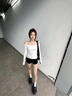 FDR旗艦店 親膚彈力修身一字肩長(zhǎng)袖t恤女緊身顯瘦針織衫露肩上衣 白色 S 曬單實(shí)拍圖