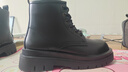馬登男鞋厚底增高工裝靴高幫德比鞋英倫風(fēng)馬丁靴子黑色皮鞋子 黑色   39 (245mm) 曬單實(shí)拍圖