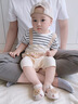 G. DUCKKIDS嬰兒夏季外出服短袖連體衣可愛(ài)寶寶超萌衣服背帶假兩件小月齡哈衣條紋-假兩件90cm 曬單實(shí)拍圖