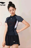 李寧（LI-NING）泳衣女士分體式兩件套游泳衣溫泉顯瘦游泳裝備 0921 黑灰 XL 曬單實(shí)拍圖