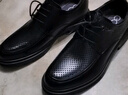 高哥隱形增高鞋子男秋季新款休閑皮鞋真皮鏤空男鞋軟底軟面內增高涼鞋 黑色5.5CM L0924071XA 41 曬單實(shí)拍圖
