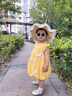 G.DUCKKIDS小黃鴨童裝女童連衣裙夏季薄款公主裙兒童裙子寶寶禮服飛袖花苞裙 黃 90 尺碼建議1~2歲cm 曬單實(shí)拍圖