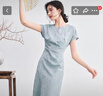 尚都比拉國風(fēng)提花連衣裙女夏季腰側(cè)收褶顯瘦女士優(yōu)雅開叉裙擺裙子七夕送禮 曬單實拍圖