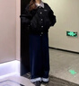 矜持范外套女美式拼接翻領(lǐng)黑色春秋外套女新款2025男女穿搭寬 黑色 M 95-110斤 曬單實(shí)拍圖