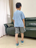 迪士尼（Disney）童裝男童夏裝套裝兒童衣服男孩夏季短袖短褲運動裝男孩速干衣夏款 藍色 150 建議11~12歲（140-150cm） 曬單實拍圖