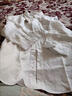 OLOEY100%純亞麻白色男士七分袖薄款襯衫寬松襯衣透氣純色男中袖外套款 原麻色 M 曬單實(shí)拍圖