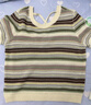 百圖betu女裝2025夏季新款毛針織衫時(shí)尚條紋間色鏤空短袖上衣2503T07 綠條紋 S 曬單實(shí)拍圖
