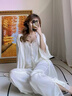 GP Memory蕾絲吊帶睡衣女夏季性感冰絲純欲家居服三件套睡袍送閨蜜禮盒裝 杏色三件套【吊帶+長(cháng)褲+外袍】 L 【建議100-120斤】 曬單實(shí)拍圖