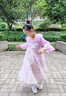 葉余漢服女童夏季古裝裙子2025新款兒童裝超仙連衣裙女孩唐裝夏款短袖 紫色【短袖連衣裙】配四重好禮 150 碼，53-65斤】 曬單實(shí)拍圖