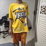 gxmy夏季冰紅茶衣服套裝抽象搞怪T恤短袖褲男女印花潮流情侶學生衣服 冰紅茶【短袖+短褲】 L 建議110斤-130斤 曬單實拍圖