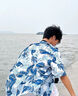 LZJV短袖花襯衫海南島服沙灘服三亞夏威風泰國旅游情侶夏季薄款套裝 冰絲套裝一套（125-140） 曬單實拍圖