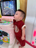 優(yōu)奇嬰兒衣服男寶寶夏季分體兩件套男童紅色喜慶滿月服新中式周歲禮服 曬單實拍圖