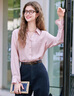 百圖betu女裝2025春季新款襯衫前中打條設計荷葉邊袖口襯衫女2502T35 粉紅 S 曬單實拍圖