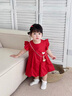 G.DUCKKIDS小黃鴨女童連衣裙夏季薄款嬰兒裙子純棉公主裙紅色女寶寶周歲禮服 紅色 90 建議1~2歲【 80-90cm】cm 曬單實(shí)拍圖