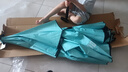 沃鼎釣魚傘新款機(jī)械臂拐杖式雙彎防風(fēng)雨垂釣傘戶外黑膠新型釣傘遮陽傘 2.4米 機(jī)械臂拐杖/雙防【湖藍(lán)】 曬單實(shí)拍圖