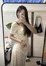 凡小如法式碎花連衣裙夏天女2025年新款假兩件大碼收腰顯瘦包臀溫柔風(fēng) 白色 L 【建議95-105斤】 曬單實(shí)拍圖