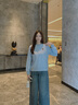 Teenie Weenie小熊女裝衛(wèi)衣2025年秋季新款簡約休閑正肩款圓領衛(wèi)衣 淺藍色 M 曬單實拍圖